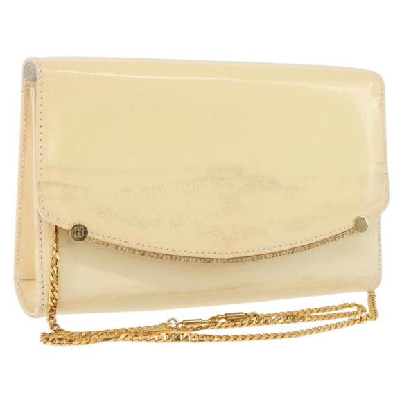 BALLY Schultertasche Kette Lackleder Gelbgold Auth ti3256