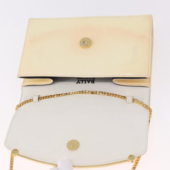BALLY Schultertasche Kette Lackleder Gelbgold Auth ti3256