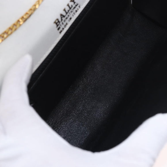 BALLY Schultertasche Kette Lackleder Gelbgold Auth ti3256