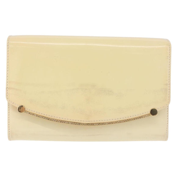 BALLY Schultertasche Kette Lackleder Gelbgold Auth ti3256