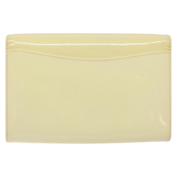 BALLY Chain Shoulder Bag Patent Leather Yellow Gold Auth ti3256