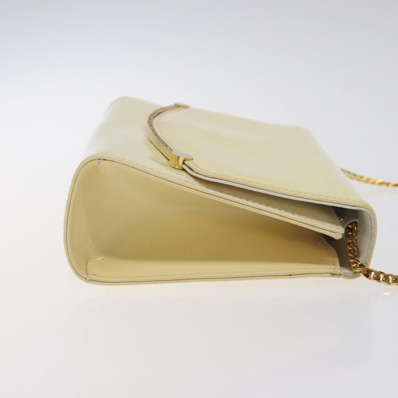 BALLY Chain Shoulder Bag Patent Leather Yellow Gold Auth ti3256