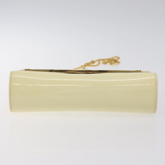 BALLY Chain Shoulder Bag Patent Leather Yellow Gold Auth ti3256