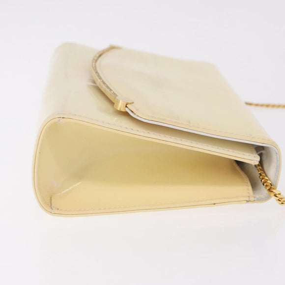 BALLY Schultertasche Kette Lackleder Gelbgold Auth ti3256
