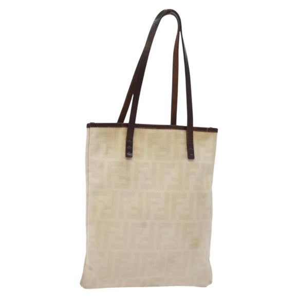 FENDI Zucca Canvas Hand Bag Beige Brown Auth ti3258