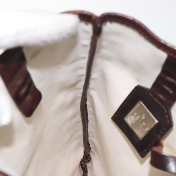 FENDI Zucca Canvas Hand Bag Beige Brown Auth ti3258