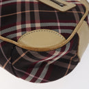 BURBERRY Nova Check Blue Label Shoulder Bag Nylon Red Silver Auth ti3261-9