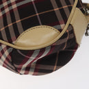 BURBERRY Nova Check Blue Label Shoulder Bag Nylon Red Silver Auth ti3261-15