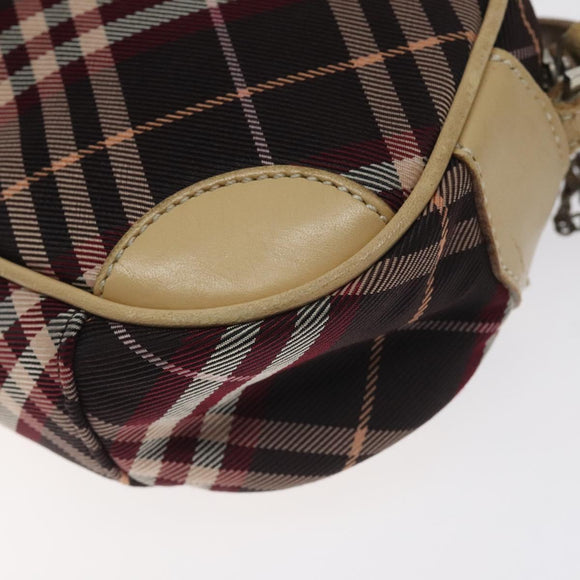 BURBERRY Nova Check Blue Label Shoulder Bag Nylon Red Silver Auth ti3261