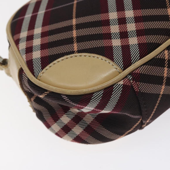 BURBERRY Nova Check Blue Label Shoulder Bag Nylon Red Silver Auth ti3261