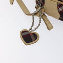 BURBERRY Nova Check Blue Label Shoulder Bag Nylon Red Silver Auth ti3261-17