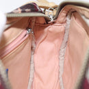 BURBERRY Nova Check Blue Label Shoulder Bag Nylon Red Silver Auth ti3261-19