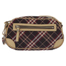 BURBERRY Nova Check Blue Label Shoulder Bag Nylon Red Silver Auth ti3261-13