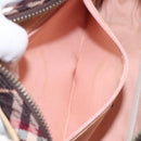 BURBERRY Nova Check Blue Label Shoulder Bag Nylon Red Silver Auth ti3261-21