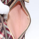 BURBERRY Nova Check Blue Label Shoulder Bag Nylon Red Silver Auth ti3261-22