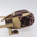 BURBERRY Nova Check Blue Label Shoulder Bag Nylon Red Silver Auth ti3261-4
