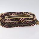 BURBERRY Nova Check Blue Label Shoulder Bag Nylon Red Silver Auth ti3261-6