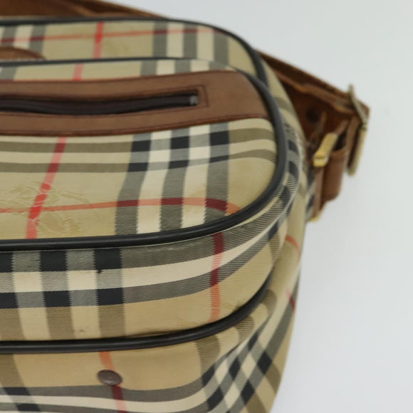 Burberrys Nova Check Shoulder Bag Canvas Beige Gold Auth ti3262