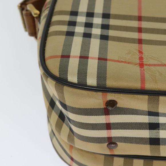 Burberrys Nova Check Shoulder Bag Canvas Beige Gold Auth ti3262