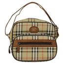 Burberrys Nova Check Shoulder Bag Canvas Beige Gold Auth ti3262-13