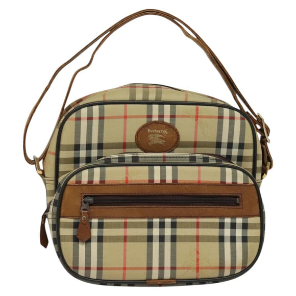 Burberrys Nova Check Shoulder Bag Canvas Beige Gold Auth ti3262