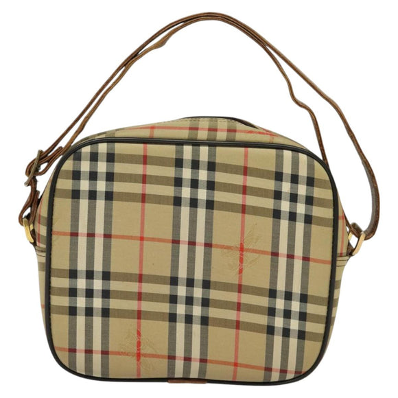 Burberrys Nova Check Shoulder Bag Canvas Beige Gold Auth ti3262