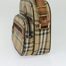 Burberrys Nova Check Shoulder Bag Canvas Beige Gold Auth ti3262-4