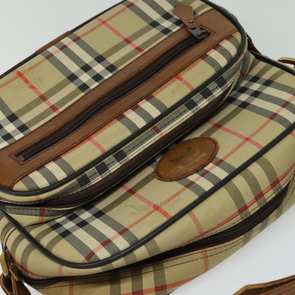 Burberrys Nova Check Shoulder Bag Canvas Beige Gold Auth ti3262