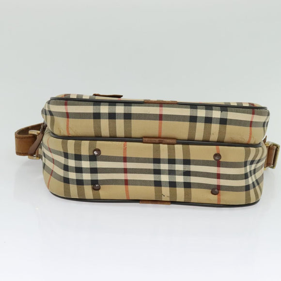 Burberrys Nova Check Shoulder Bag Canvas Beige Gold Auth ti3262