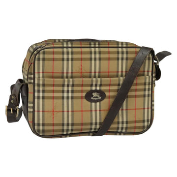 Burberrys Nova Check Shoulder Bag Canvas Beige Gold Auth ti3263