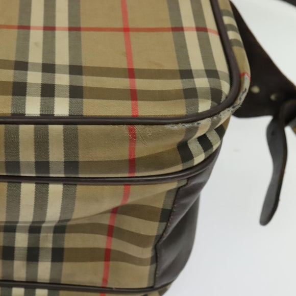 Burberrys Nova Check Shoulder Bag Canvas Beige Gold Auth ti3263