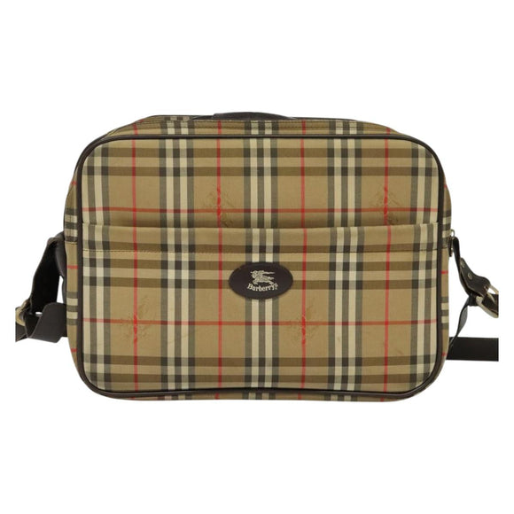 Burberrys Nova Check Shoulder Bag Canvas Beige Gold Auth ti3263