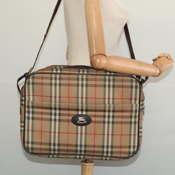 Burberrys Nova Check Shoulder Bag Canvas Beige Gold Auth ti3263