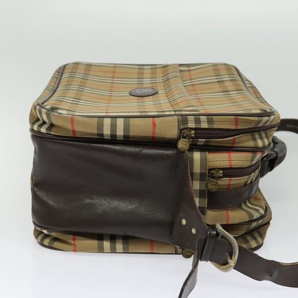 Burberrys Nova Check Shoulder Bag Canvas Beige Gold Auth ti3263