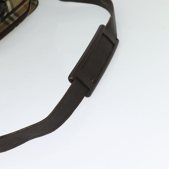 Burberrys Nova Check Shoulder Bag Canvas Beige Gold Auth ti3263