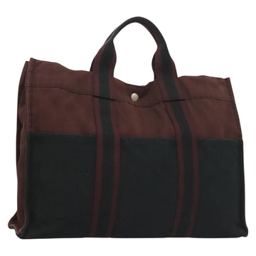 HERMES Fourre Tout MM Hand Bag Canvas Navy Auth ti3264