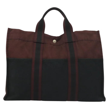 HERMES Fourre Tout MM Hand Bag Canvas Navy Auth ti3264 - 0