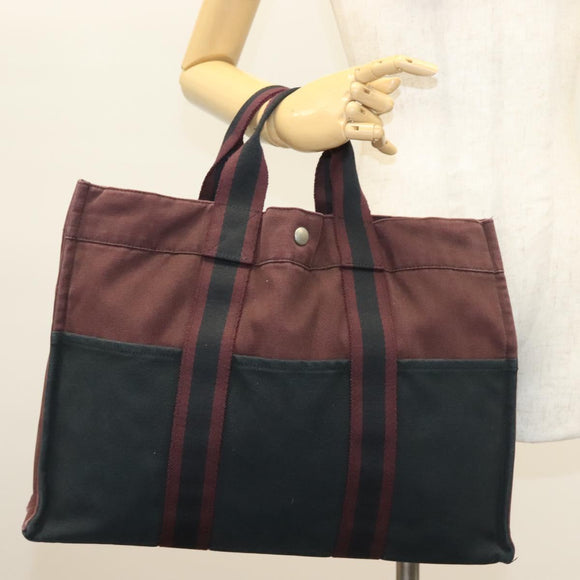 HERMES Fourre Tout MM Hand Bag Canvas Navy Auth ti3264