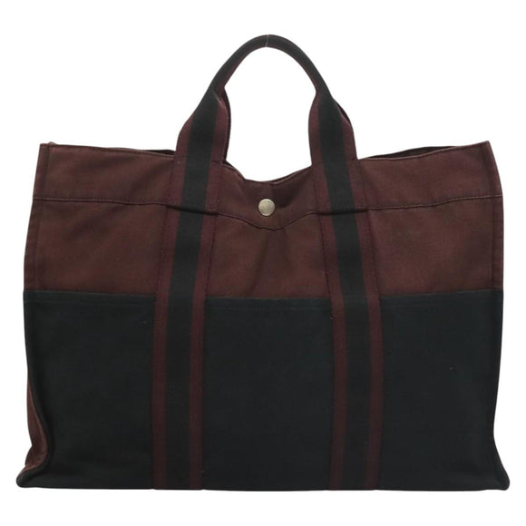 HERMES Fourre Tout MM Hand Bag Canvas Navy Auth ti3264