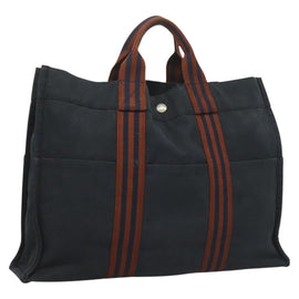 HERMES Fourre Tout MM Hand Bag Canvas Navy Auth ti3265
