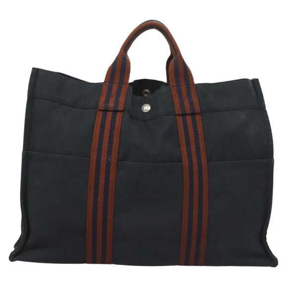 HERMES Fourre Tout MM Hand Bag Canvas Navy Auth ti3265