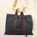 HERMES Fourre Tout MM Hand Bag Canvas Navy Auth ti3265-22