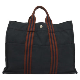 HERMES Fourre Tout MM Hand Bag Canvas Navy Auth ti3265 - 0