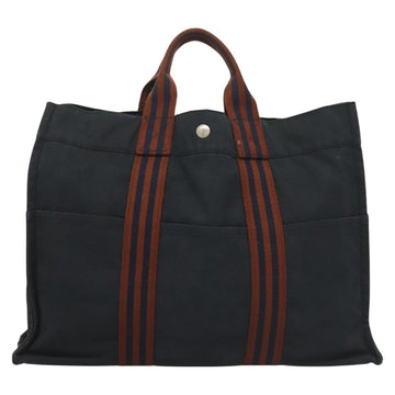HERMES Fourre Tout MM Hand Bag Canvas Navy Auth ti3265 - 0