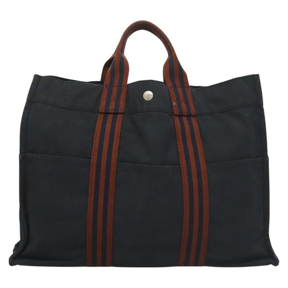 HERMES Fourre Tout MM Hand Bag Canvas Navy Auth ti3265
