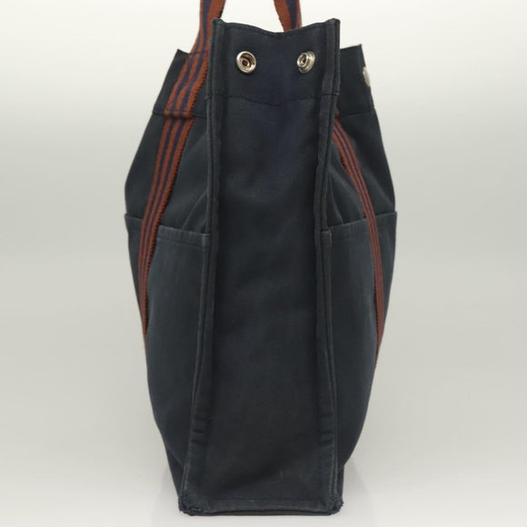 HERMES Fourre Tout MM Hand Bag Canvas Navy Auth ti3265