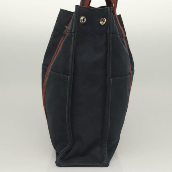 HERMES Fourre Tout MM Hand Bag Canvas Navy Auth ti3265