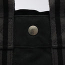HERMES Fourre Tout PM Hand Bag Canvas Black Gray Silver Auth ti3266-14