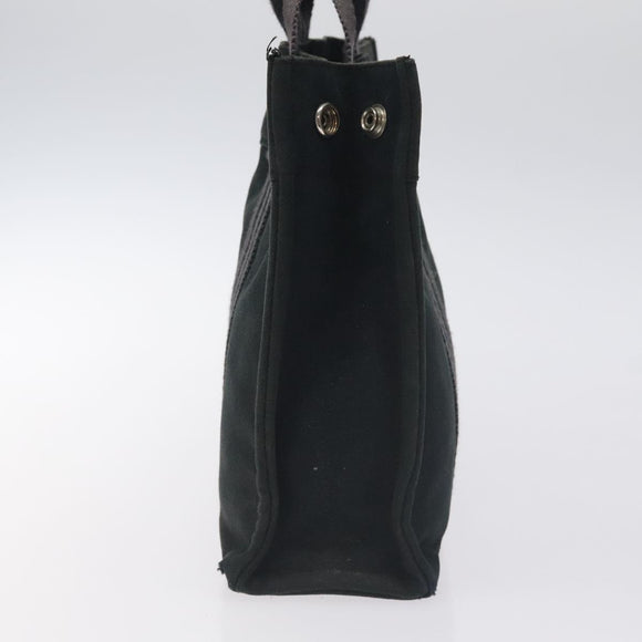 HERMES Fourre Tout PM Hand Bag Canvas Black Gray Silver Auth ti3266