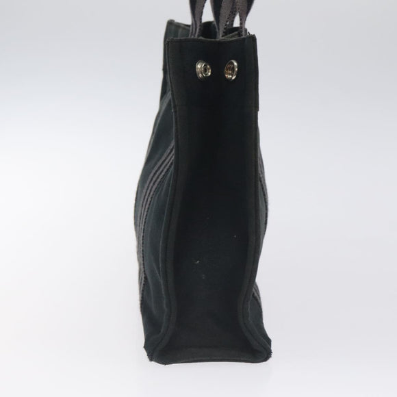 HERMES Fourre Tout PM Hand Bag Canvas Black Gray Silver Auth ti3266